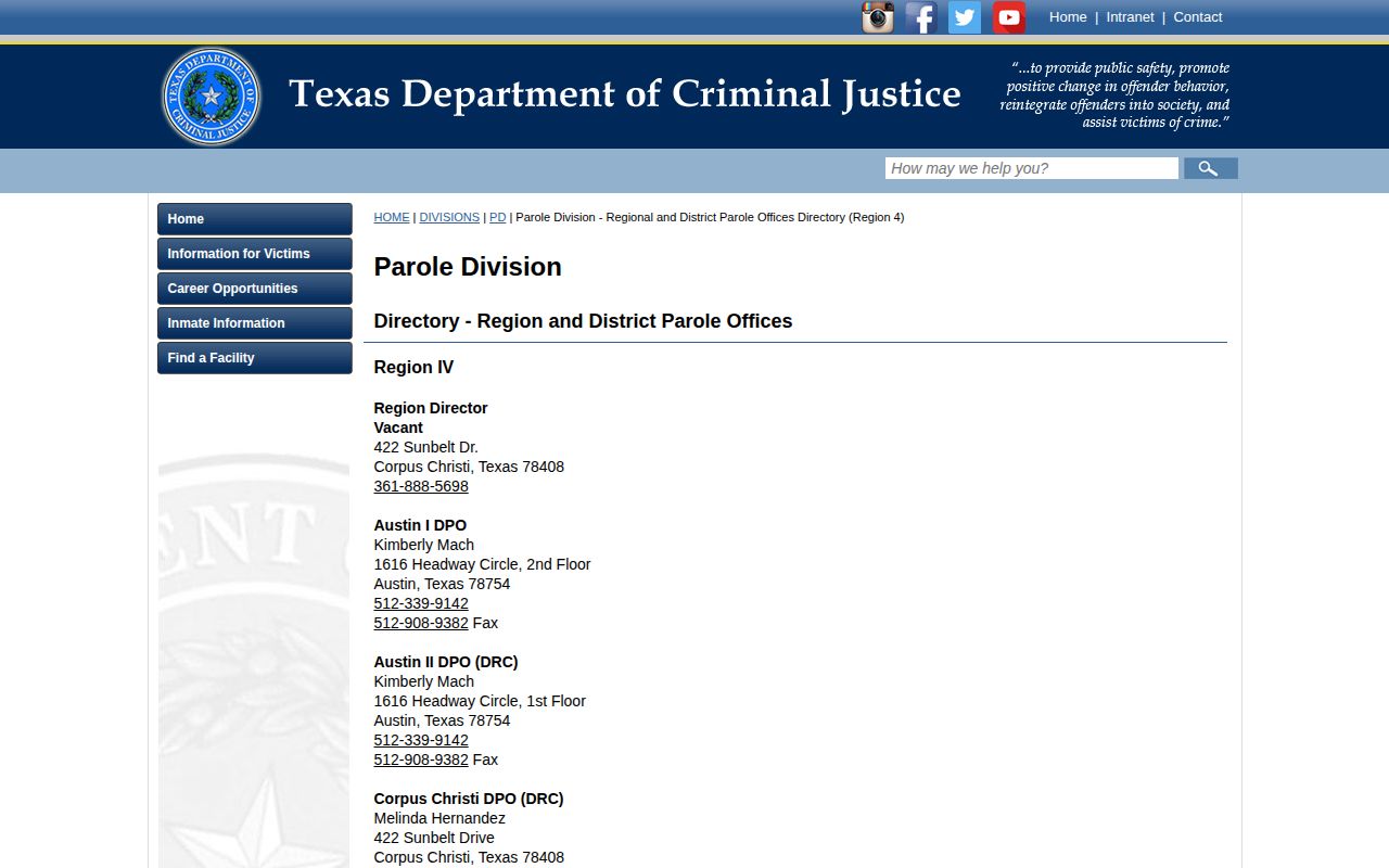 TDCJ Temple parole office details for Lampasas County supervision